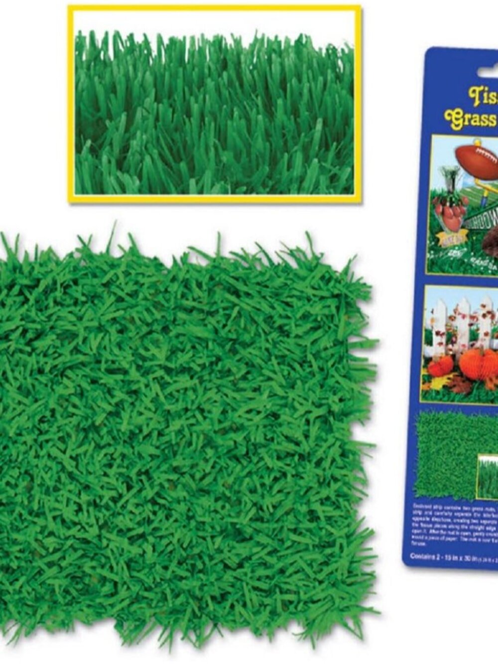 2 Piece Novelty Tissue Paper Fake Grass Mats for Spring Summer Easter Party Deco